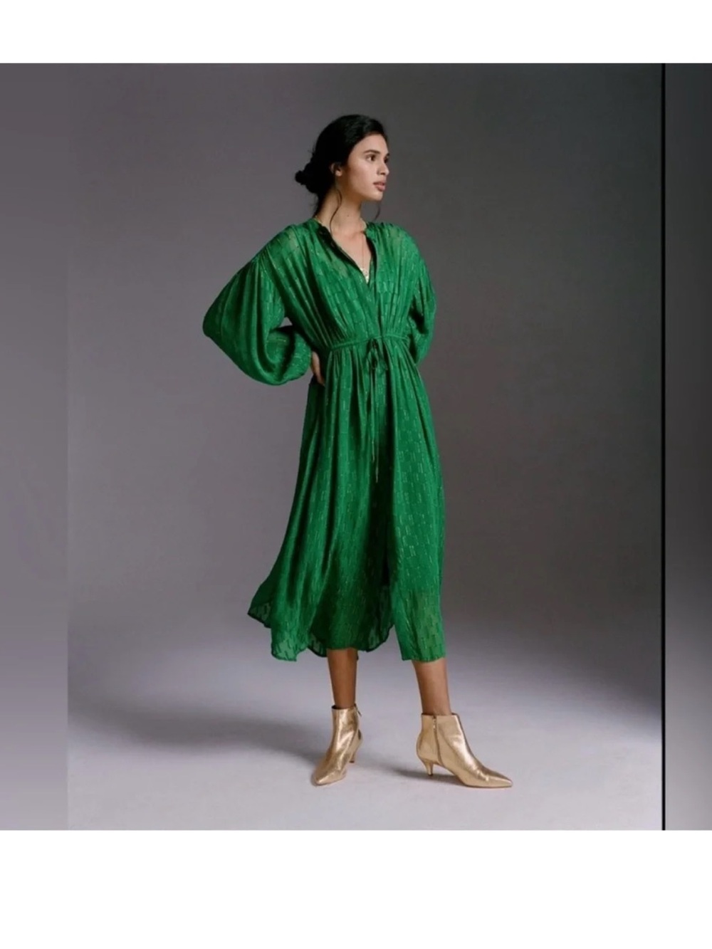 Anthropologie Emerald Green Maxi Dress